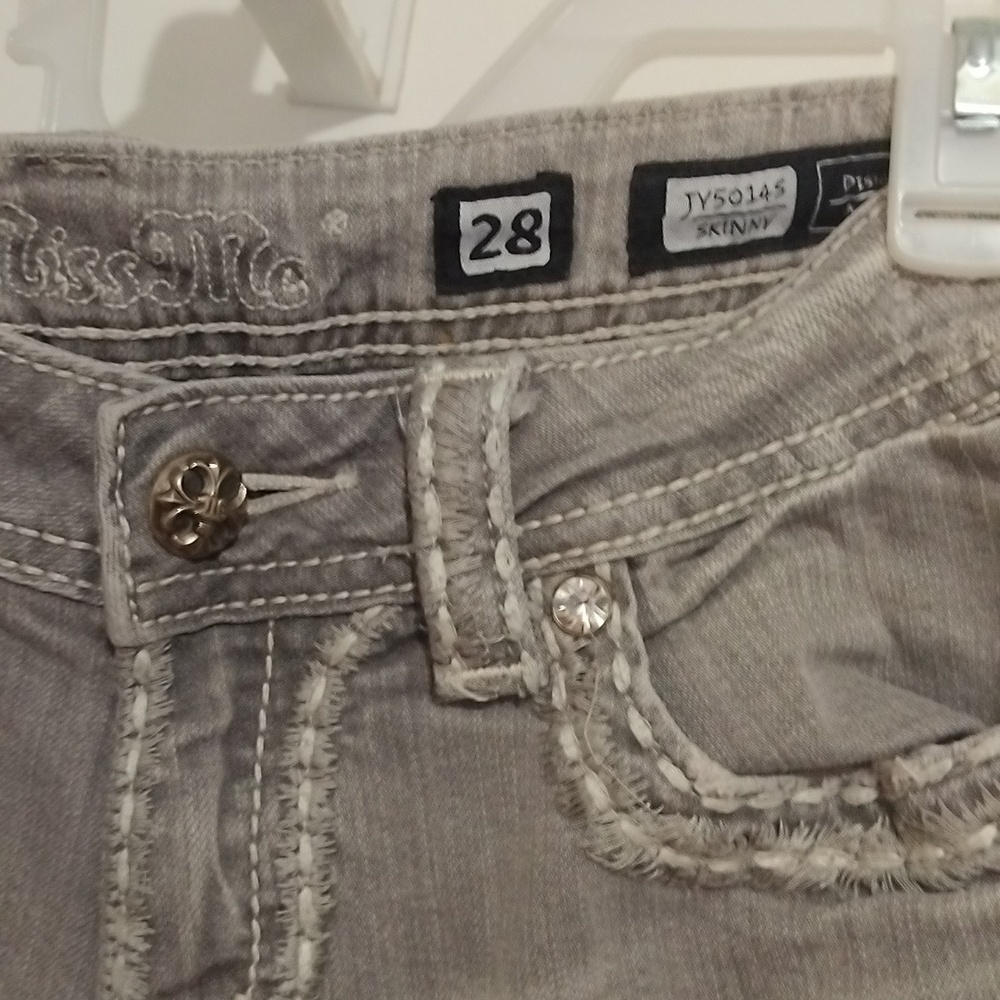 Miss Me Gray Skinny Jeans. Sz 28 - Picture 5 of 7